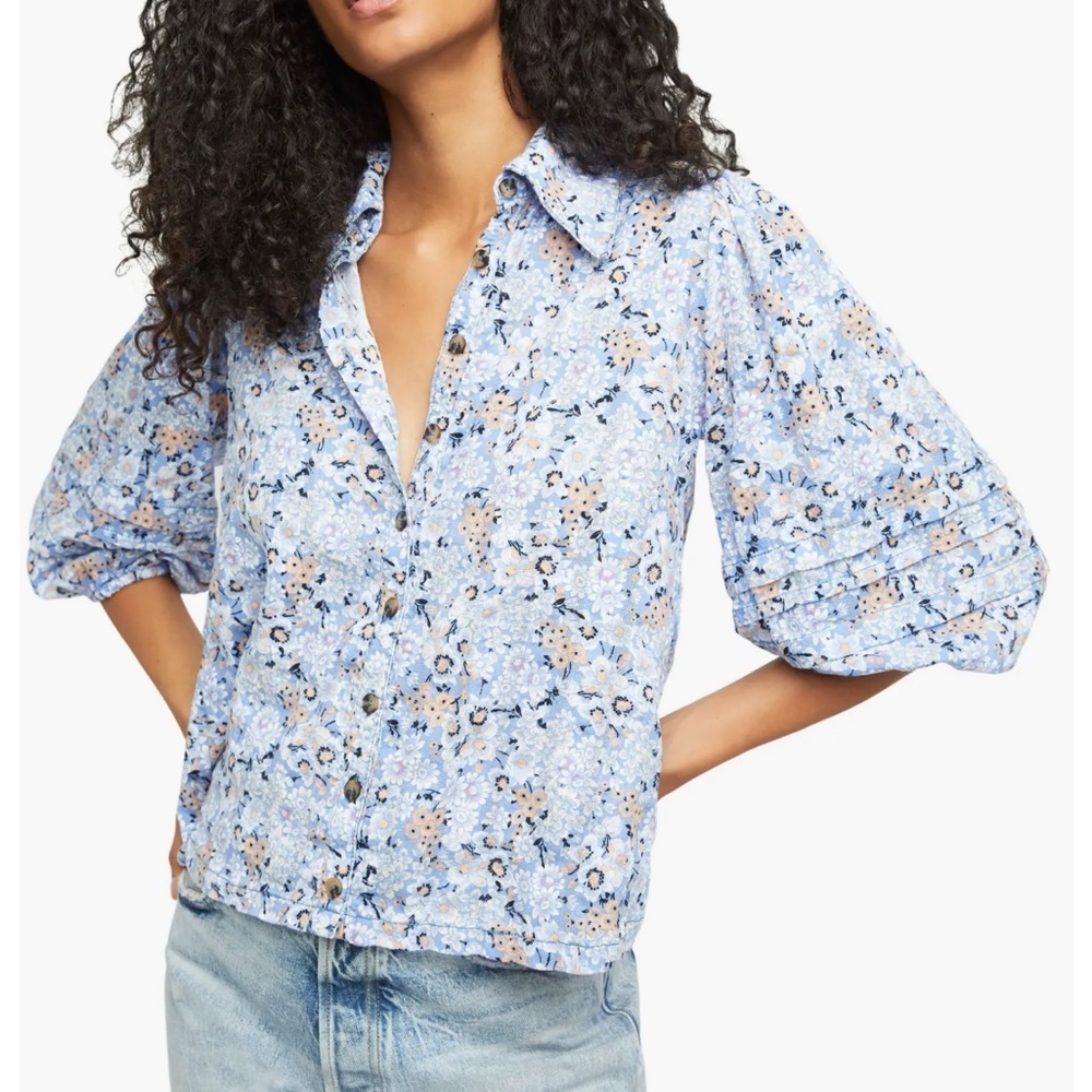 Free People Floral Blouse in Pop Combo